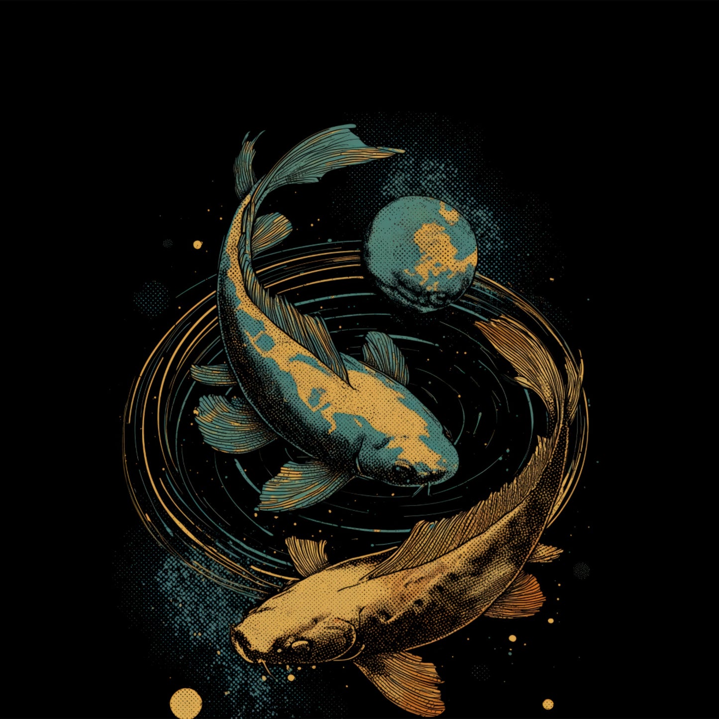 Cosmic Koi Fish Yin Yang Design Artwork