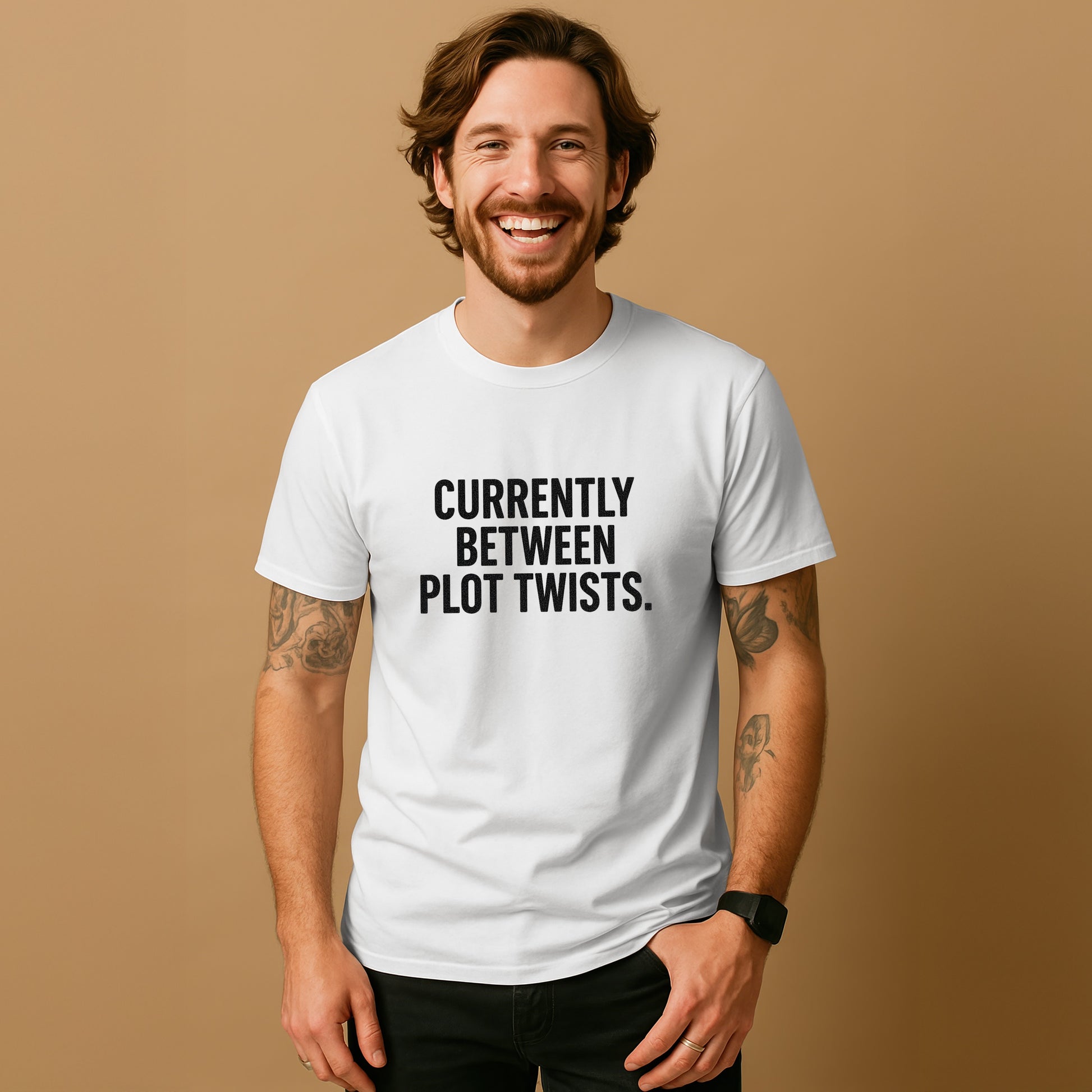 Currently Between Plot Twists Statement Shirt