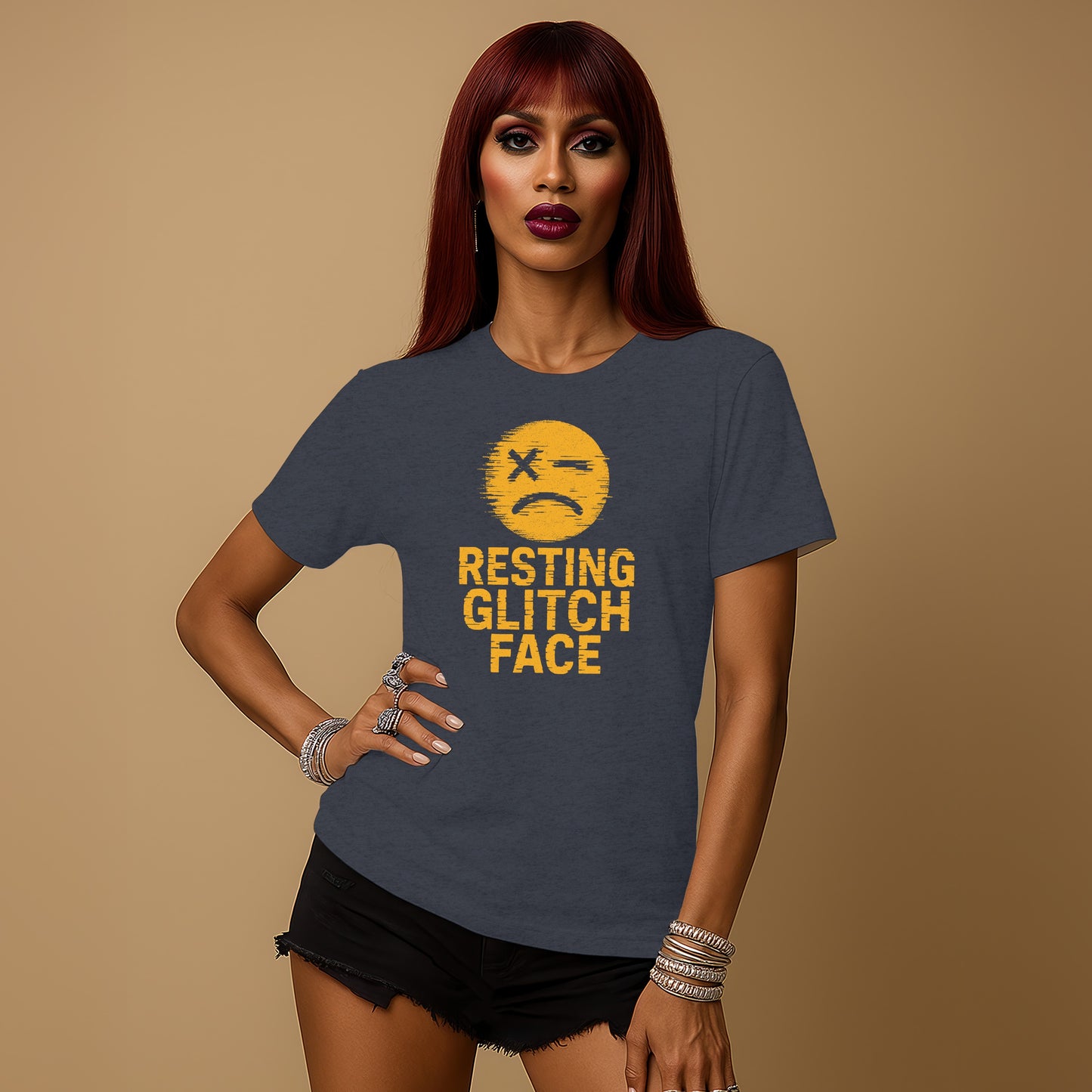 Resting Glitch Face Graphic Tee shirt