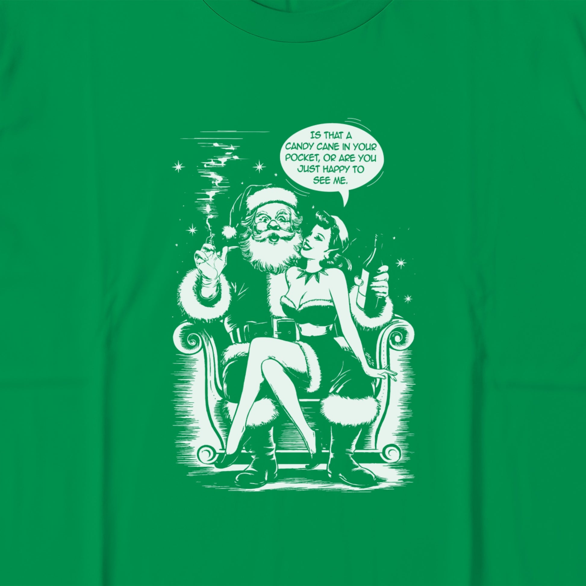 Funny Santa With Candy Cane Christmas TShirt