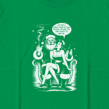 Funny Santa With Candy Cane Christmas TShirt