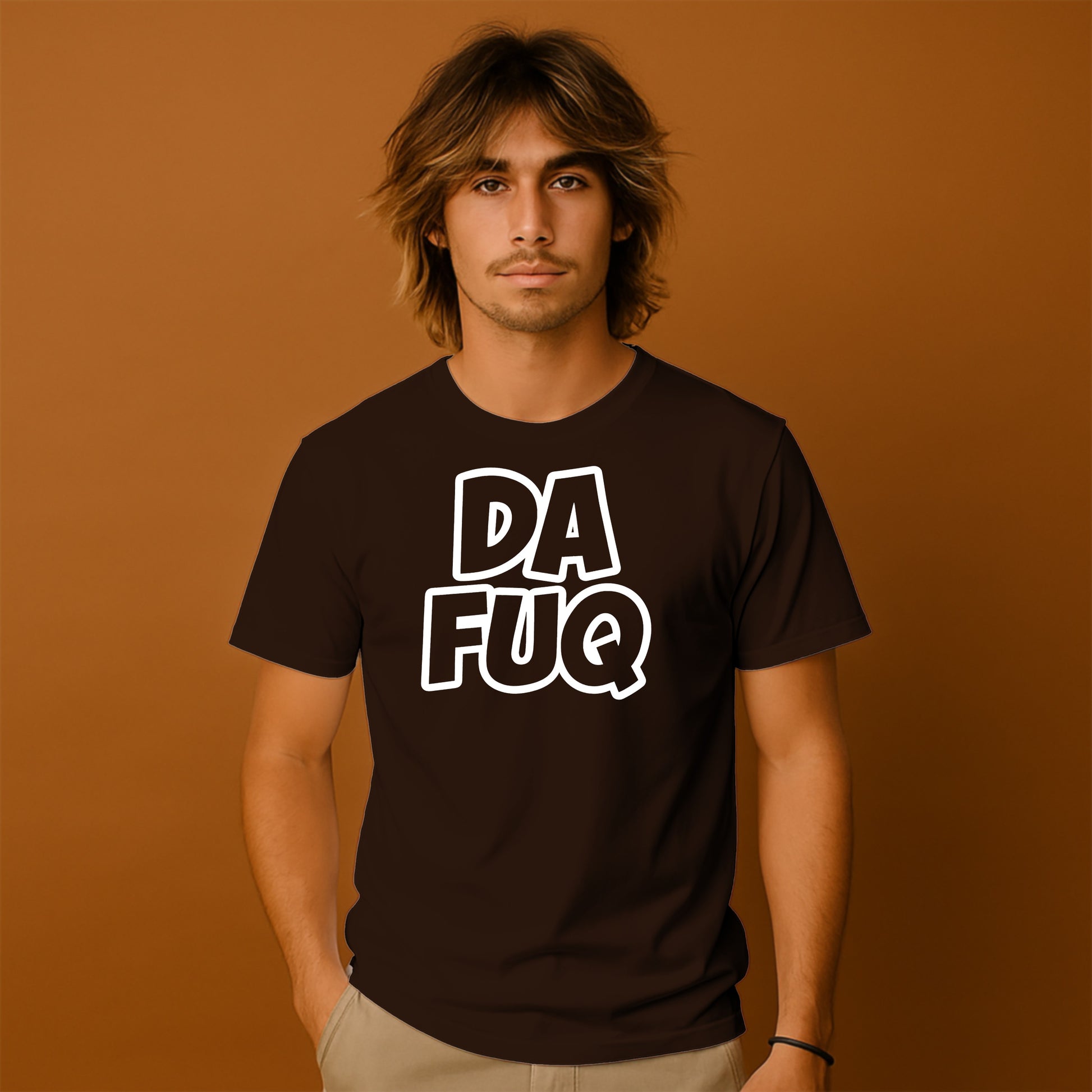 Casual Graphic Tee with Bold DA FUQ Print