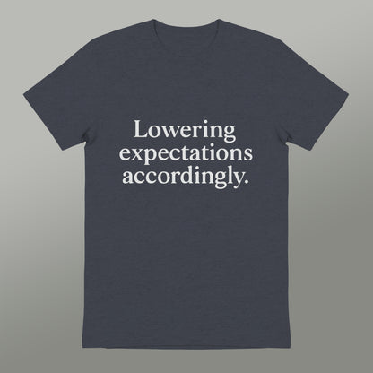 Lowering expectations accordingly. t-shirt