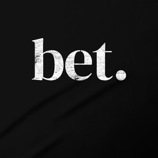 the word "bet." in a bold, white font against a black background.