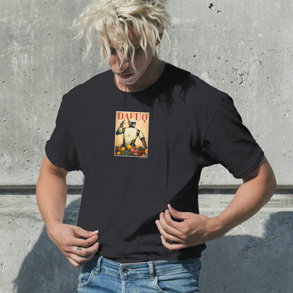 DAFUQ Panda Graphic Print Black Short Sleeve T-Shirt