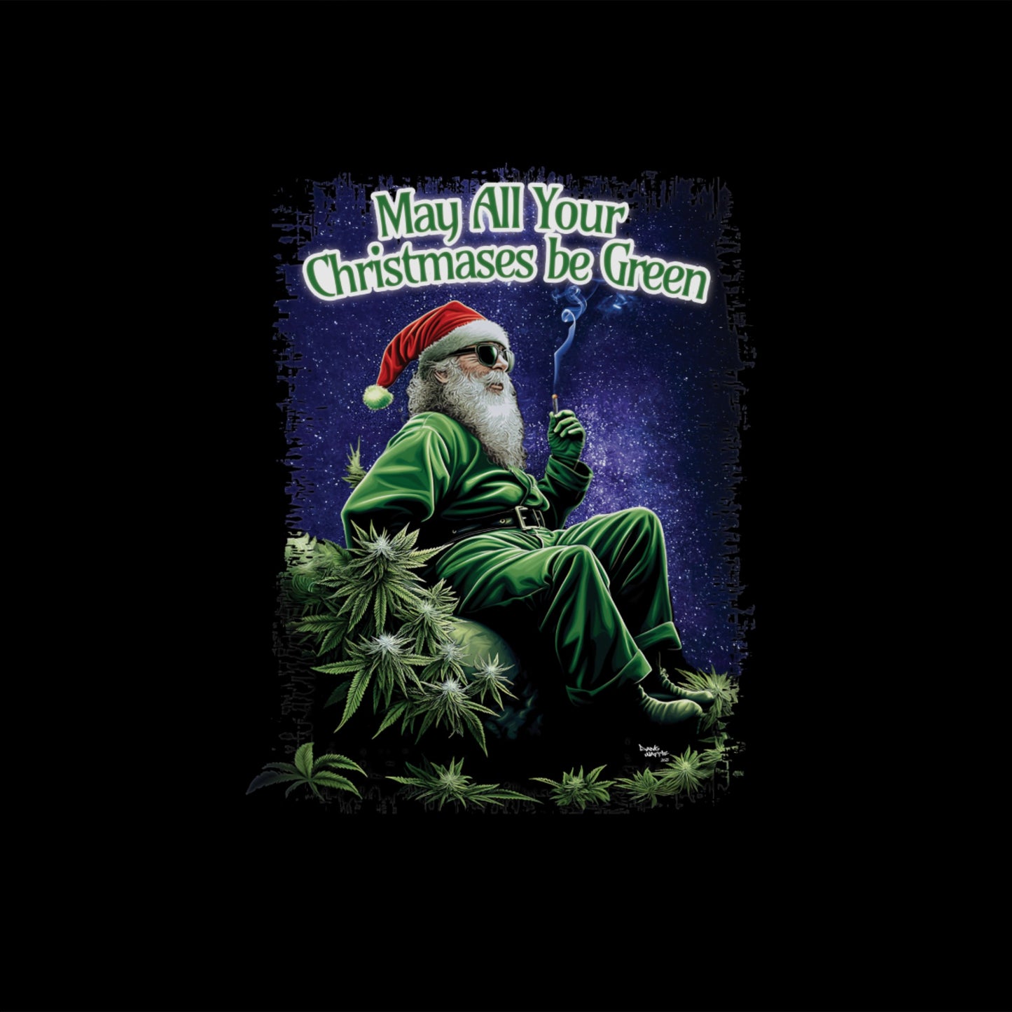 May All Your Christmases Be Green Santa Smoking Shirt