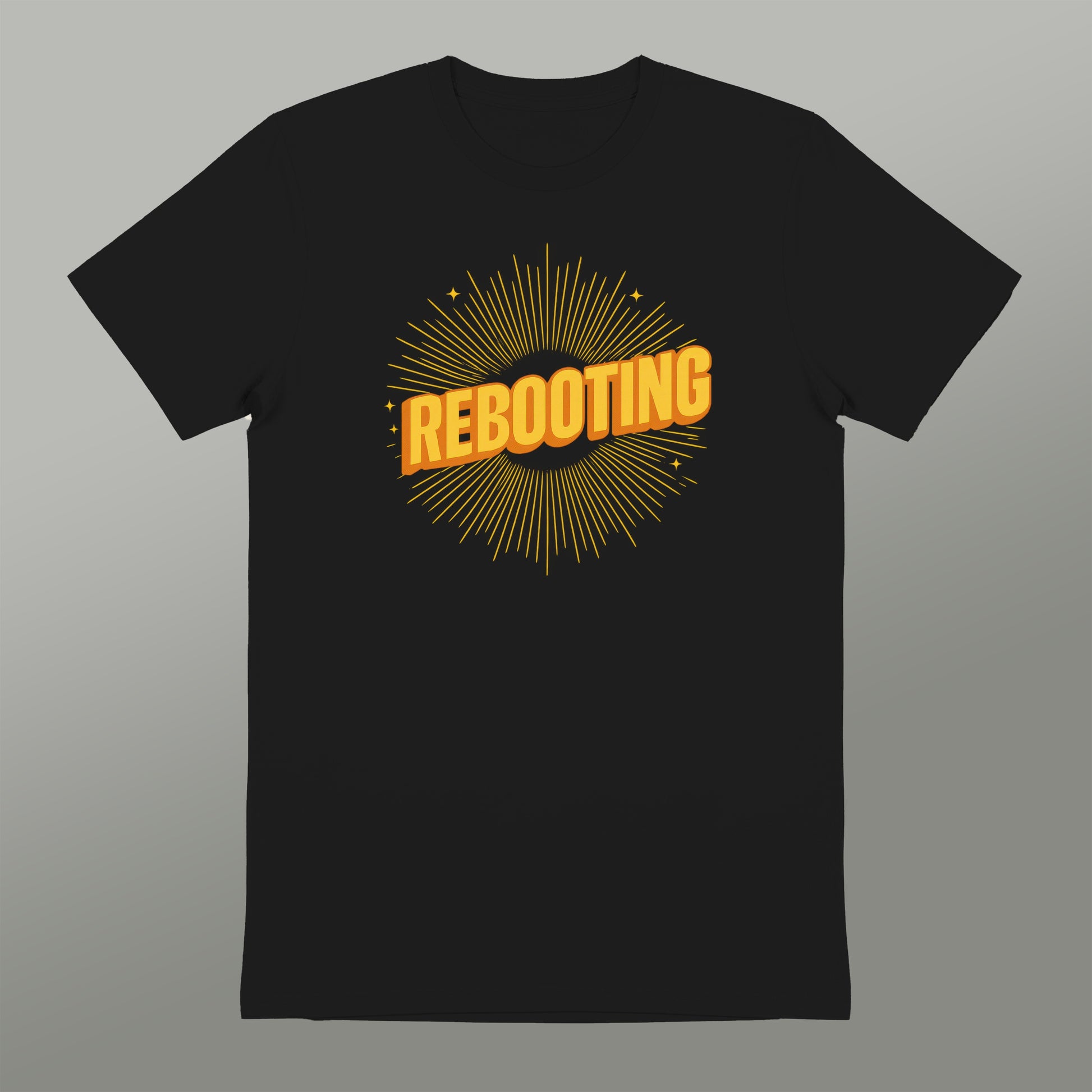 Rebooting Graphic T-Shirt with Bright Yellow Design