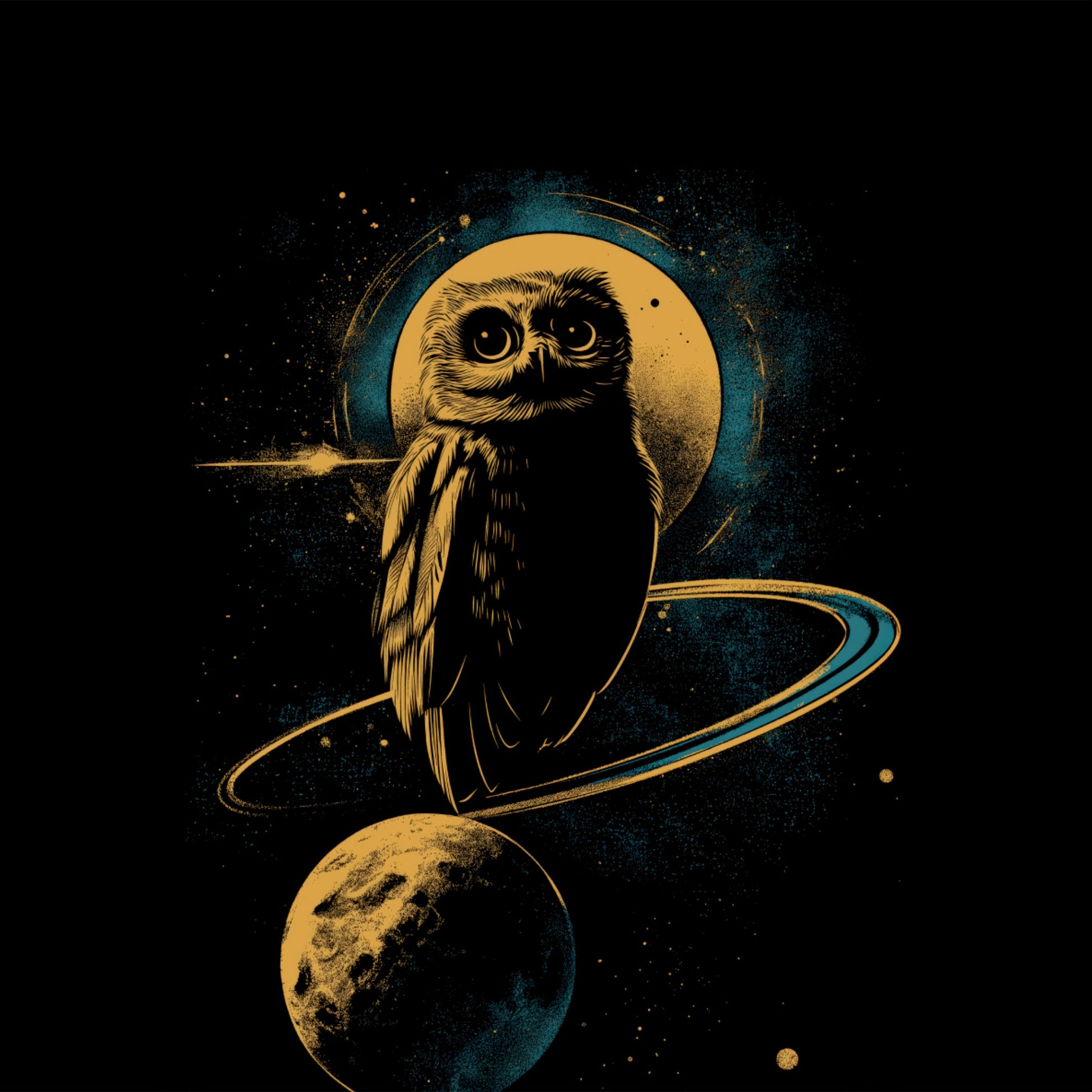 Unique Cosmic Owl Design with Planetary Accents product