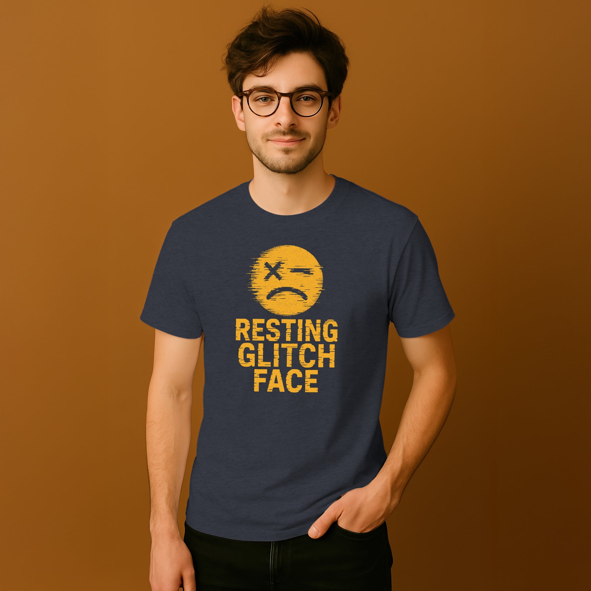 Resting Glitch Face Emoticon Design Tee Shirt