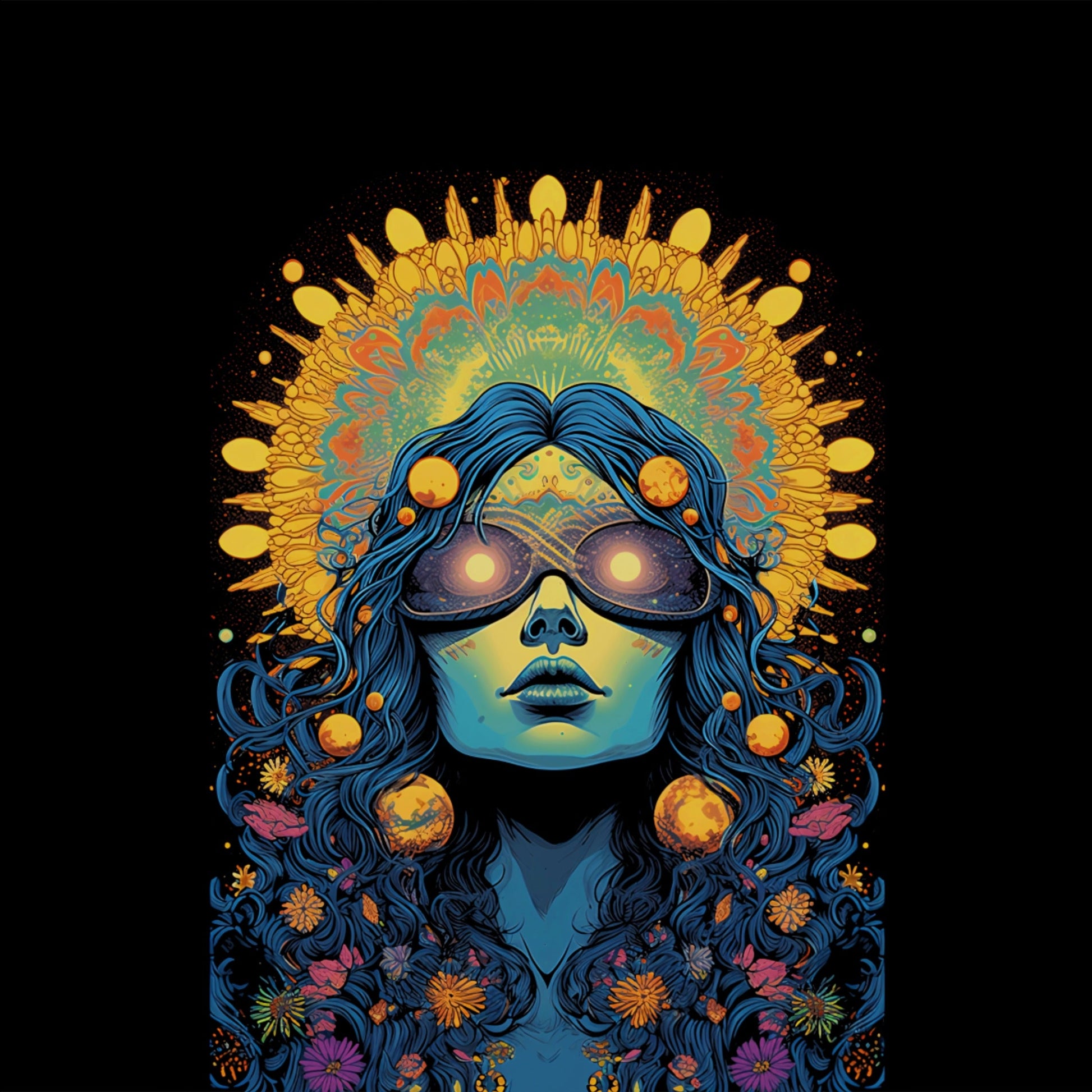Mystical Psychedelic Art Blue Woman Illustration product