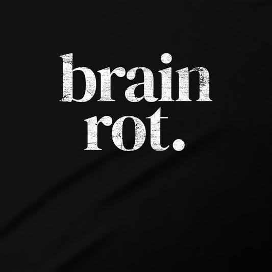 the text "Brain rot." in a bold, white font against a black background.