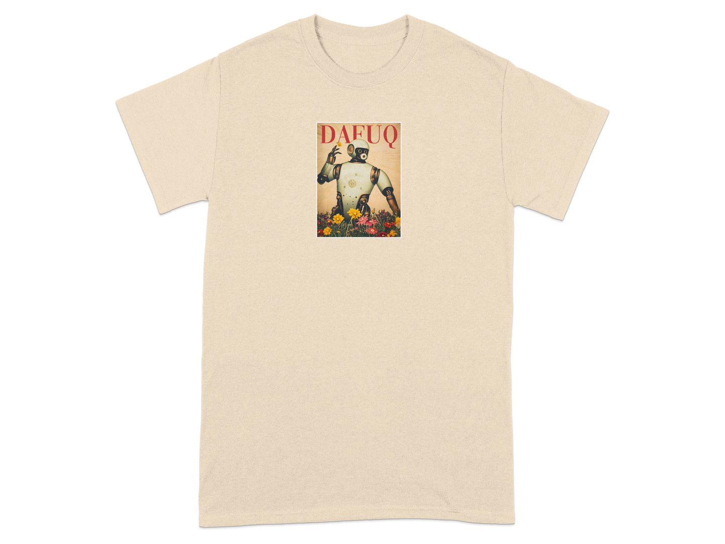 Funny Dafuq Robot Graphic T-Shirt Humorous Robot Tee