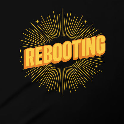 Rebooting Graphic Tee with Radiating Starburst Design