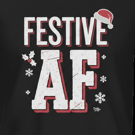 Festive AF T-Shirt close-up in black with correct design