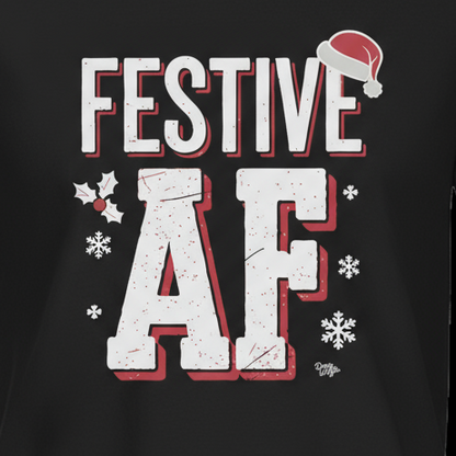Festive AF T-Shirt close-up in black with correct design