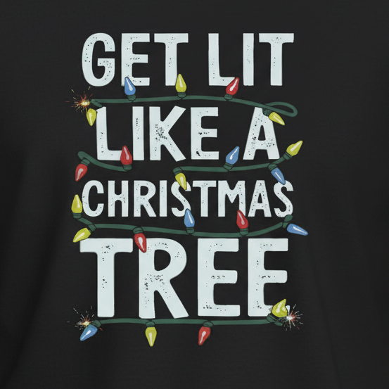 Get Lit T-Shirt close-up in black - wrinkle-free