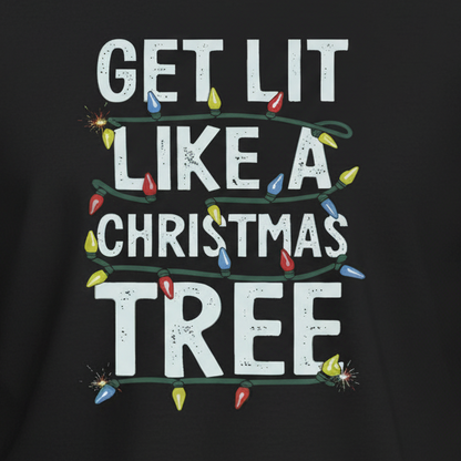 Get Lit T-Shirt close-up in black - wrinkle-free