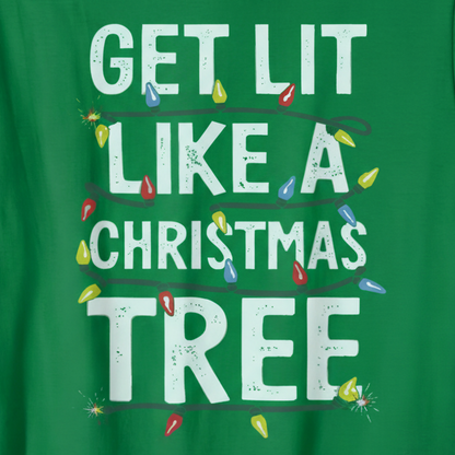 Get Lit T-Shirt close-up in green - wrinkle-free
