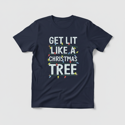 Get Lit T-Shirt flat lay in navy