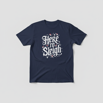 Here to Sleigh T-Shirt flat lay in navy