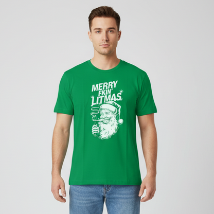 White male model wearing Litmas T-Shirt in green